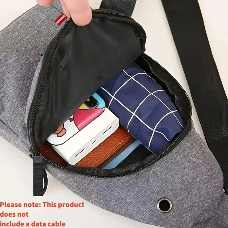 Neutral Style Men's Functional Chest Bag, Suitable for Business Trips. Simple Design, Made of Nylon Material, with a Crossbody Strap